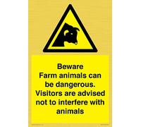 Attention : les animaux de la ferme peuvent être dangereux. Les visiteurs sont conseillés de ne pas interférer avec les animaux. Panneau - 2.