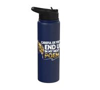 Attention Poème Suivant Humour Créatif Stainless Steel Insulated Water Bottle