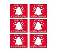 attention sistème alarme set 6 autocollant adhésif sticker logo 61 - Taille : 8 cm