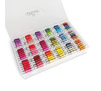 Atteret Lot de 108 fils à broder 6 rangées de couleurs (99 coton, 9 métalliques) sur bobines en plastique dans un organiseur. Pour point de croix/bracelets d'amitié/pompons/bijoux et travaux manuels