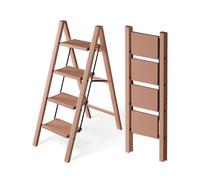 Attestierer Échelle Pliable 4 Marches, Tabouret Escalier Aluminium | Capacité 150 Kg, Échelle Pieds Antidérapants & Larges Marches, Usage Intérieur-Extérieur, Minimaliste, Rose