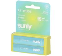 Attitude Sunly Baume À Lèvres IP15 Sans Parfum Pack Duo 2x4.25g
