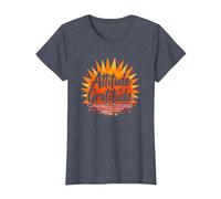Attitude de Gratitude : Un Soleil inspirant T-Shirt, Femme, Bleu Chiné, L