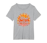 Attitude de Gratitude : Un Soleil inspirant T-Shirt, Femme Grandes Tailles, Gris Chiné, 5X
