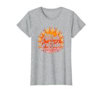 Attitude de Gratitude : Un Soleil inspirant T-Shirt, Femme, Gris Chiné, 3XL