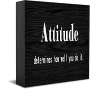 Attitude Determines How Well You Do It - Décoration d'intérieur rustique - Idée cadeau - Panneau en bois - Pour bureau, étagère, décoration de chambre de ferme - 12,7 x 12,7 cm