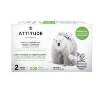 ATTITUDE Linges Anti-Statique & Assouplissant pour la Sécheuse, Réutilisables, sans parfum, 300 brassées, 2 Linges