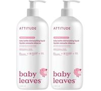 ATTITUDE Liquide Vaisselle et Nettoyant pour Biberons pour Bébé, Certifié EWG Verified, Efficace contre les Résidus de Lait & la Graisse, Végan, Sans Parfum, 1 Litre (Lot de 2)