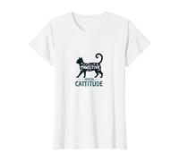 Attitude mentale Passive : Amoureux des Chats coquins T-Shirt, Femme, Blanc, XXL