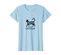Attitude mentale Passive : Amoureux des Chats coquins T-Shirt, Femme, Bleu Céleste, XXL
