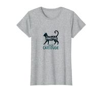 Attitude mentale Passive : Amoureux des Chats coquins T-Shirt, Femme, Gris Chiné, 3XL