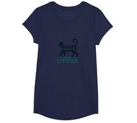 Attitude mentale Passive : Amoureux des Chats coquins T-Shirt, Fille, Bleu Marine, S