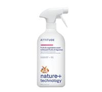 ATTITUDE Nettoyant Fruits & Légumes, sécurité alimentaire, élimine saletés & résidus, végan, à base de plantes, sans parfum, 800 ml