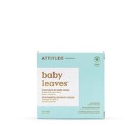 ATTITUDE Pain Shampooing & Corps Bébé, certifié EWG, sans plastique, testé dermatologiquement, ingrédients d’origine naturelle, végan, Amande Douce, 85 g