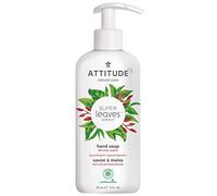 ATTITUDE Savon à Main Liquide, Certifié EWG Verified, Nettoyant pour les Mains, Doux pour la Peau, Ingrédients d’Origine Naturelle, Végane, Parfum Melon & Fleur de Pêcher, 473 mL
