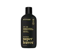 ATTITUDE Shampooing & Après-Shampoing Homme 2-en-1 Volumisant, cheveux fins, romarin & protéines de riz, 97 % origine naturelle, certifié EWG, Ambre & Agrumes, 415 mL
