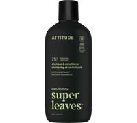 ATTITUDE Shampooing & Après-Shampoing Homme 2-en-1 Fortifiant, cheveux fragiles, caféine & thé vert, 97 % origine naturelle, certifié EWG, Matcha & Bergamote, 415 mL