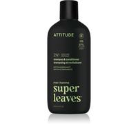 ATTITUDE Shampooing & Après-Shampooing 2 en 1 pour Homme, Fortifiant, Cheveux Fins, Ingrédients d’Origine Naturelle, Végane, Extrait de Caféine & Thé Vert, Parfum Matcha & Bergamote, 415 mL