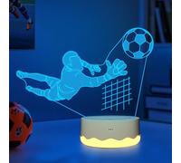 Attivolife Lampe 3D Football, Gardien de but Illusion LED Veilleuse avec 16 couleurs changeantes Télécommande, Meilleur décor de salle à thème sportif Cadeaux d'anniversaire de Noël