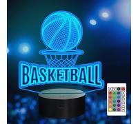 Attivolife Lampe d'illusion 3D de basket-ball, Télécommande avec changement de 16 couleurs Minuterie Hologramme Veilleuse, Anniversaire Noël Pupitre Chambre à coucher Décoration, idées cadeaux