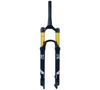 AttLvTu Fourche à Suspension à Air 140mm pour VTT, 26/27,5 Pouces, Tube de Direction 1-1/8" Droit/Conique, Axe QR 9x100mm, Blocage Manuel/À Distance, Compatible Frein à Disque(Tapered Manual Lockout,2