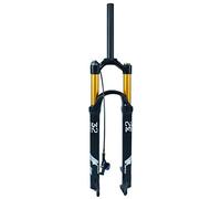 AttLvTu Fourche à Suspension à Air 140mm pour VTT, 26/27,5 Pouces, Tube de Direction 1-1/8" Droit/Conique, Axe QR 9x100mm, Blocage Manuel/À Distance, Compatible Frein à Disque(Straight Remote Lockout,