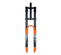 AttLvTu Fourchette à Air de Vélo VTT 26 27,5 29 Pouces Voyage 160mm, Rebond Ajuster Double Épaule avec Fonction de Verrouillage pour MTB DH Descente(Orange,27,5 Pouces)