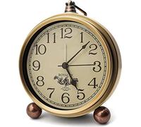 Attoe Horloge dorée, horloge de table rétro classique de 13,2 cm, style européen, vintage, silencieuse, sans tic-tac, mouvement à quartz, fonctionne avec piles, lentille en verre HD, facile à lire