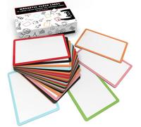 Attractivia Lot de 36 étiquettes magnétiques effaçables à sec de 14,2 x 9,4 cm, avec bordures colorées, grands aimants effaçables à sec, cartes inscriptibles effaçables, polyvalentes pour bureau