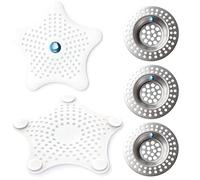 Attrape-Cheveux Douche, JaMoonLBV JmL® Marque Française - Filtre Baignoire - Drain Attrape Cheveux - 3 Grilles Évier Ø 7cm Acier INOX + 1 Crépine Silicone Ø 15 cm - Grille Tamis - Filtres Bonde Lavabo