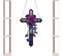 Attrape- en forme de pour fenêtre 2D en acrylique | Croix de rose attrape-soleil pour rebord de fenêtre dans la cour, le salon, le balcon et le jardin