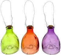 Attrape-guêpes en verre - 3 couleurs - Orange - Violet - Vert - Lot de 3 - 9 x 9 x 14 cm