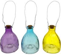 Attrape guêpes en verre - 3 couleurs - Violet - Bleu - Jaune - Set de 3 - 9 x 9 x 14 cm