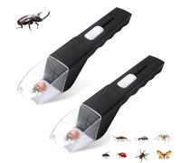 Attrape Insectes Vivants 2er Set, Attrape Araignée Piège à Insectes Respectueux des Animaux avec Fenêtre HD, ABS+TPR pour Maison Jardin (Noir)
