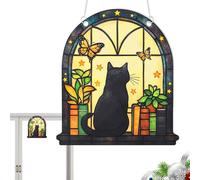 Attrape-lumière de fenêtre en acrylique, pendentif commémoratif en acrylique coloré en forme de chat aux couleurs vives pour balcon, porche, jardin, mur et décoration de fenêtre avec couleurs vives