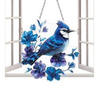 Attrape-Lumière d'Extérieur,Geai Bleu Pendentifs 2D en Acrylique | Décoration pour Maison pour Chambre Patio Balcon Véranda Cuisine Salon Cadeau pour Maison Neuve Cour Jardin Arrière-Cour