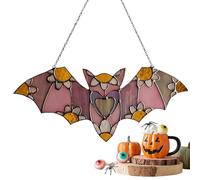 Attrape-lumière d'Halloween chauve-souris - Pendentif plat en acrylique - Chauve-souris colorée qui attire la lumière du soleil | Décoration murale brillante avec cordon pour salle d'étude, rebord de