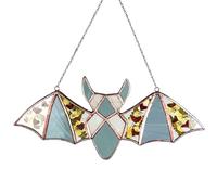 Attrape-lumière d'Halloween chauve-souris - Pendentif plat en acrylique coloré pour attraper la lumière du soleil | Attrape-soleil brillant saisonnier ornement pour rebord de fenêtre, jardin