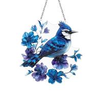 Attrape-Lumière Oiseau | Geai Bleu Attrape-Lumière 2D en Acrylique avec Chaîne | Décoration pour Maison pour Chambre Patio Balcon Véranda Cuisine Salon Cadeau pour Maison Neuve Cour Jardin