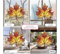 Attrape-Lumière Pour Fenêtre - Ornements Décoratifs D'Art Mural Pour La Décoration Intérieure - Feuilles D'Érable D'Automne 2D Acrylique Pendentif Attrape-Soleil | Pour Rebord de Fenêtre Balcons Entré