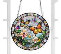 Attrape-lumière solaire - En acrylique - 20 x 20 cm - Design romantique 2D - Chaîne suspendue avec motif coloré - Attrape-soleil artistique pour jardin, salon