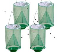 Attrape-mouches 4 pièces piège à mouches suspendu réutilisable étanche Protection UV pièges à mailles fines pour restaurant de jardin extérieur, sans appât, film PO, ornements de jardin