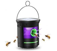 Attrape-mouches automatique, pièges à guêpes à suspendre en extérieur, attrape-mouches automatique avec deux lumières LED pour abeilles, vestes jaunes et, réutilisable et alimenté par l'énerg