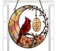 Attrape-Pour Fenêtre d'Intérieur - Créateur D'Arc-En-En Vitrail Cardinal,Ornements d'Art Mural Attrape-| Pour Homme Mari Grand-Mère Maman Femme Salon Chambre Balcon Patio Arbre