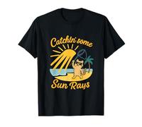 Attrape Quelques Rayons de Soleil Motif Chat de Plage d'été T-Shirt