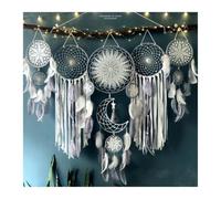 Attrape Reve Carillons éoliens Pendentif Attrape-rêves | Décorations murales suspendues à franges intérieures en plumes, décorations de séjour à domicile(Gray)