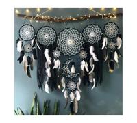 Attrape Reve Carillons éoliens Pendentif Attrape-rêves | Décorations murales suspendues à franges intérieures en plumes, décorations de séjour à domicile(Black)