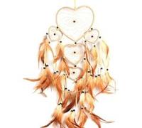 Attrape-Rêve Cœurs perles et Plumes Marron Capteur Dream catcher Multi G