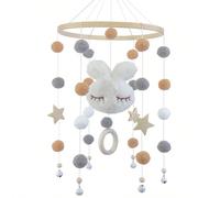Attrape-rêve décoratif en bambou avec tête de lapin, étoile à cinq branches et œil clignotant, pour la décoration de la chambre d'enfant, de la salle de bain et pour les cadeaux de baby shower pour bé