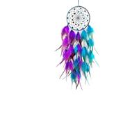 Attrape-rêve fait à la main, carillons éoliens en plumes bicolores, pendentif de décoration for salon et chambre coucher, accessoire fête Festival for maison, 2 pièces Pour DéCoration(Purple Green)